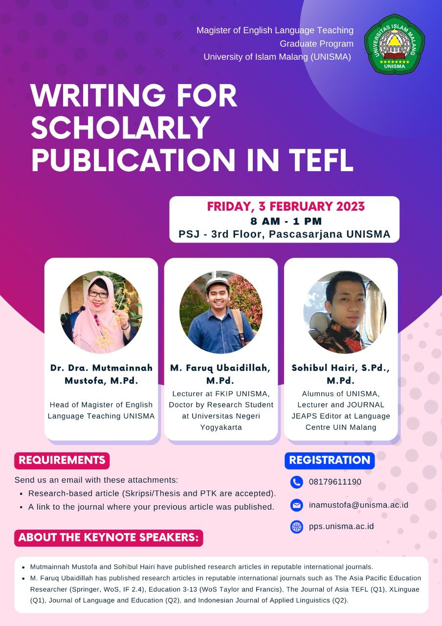 Workshop Writing for Scholarly Publication In TEFL. | Universitas Islam ...