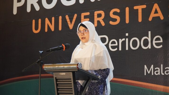 Perwakilan wisudawan, Syahadatina Noor, menyampaikan kesan dan pesan mewakili seluruh calon wisudawan